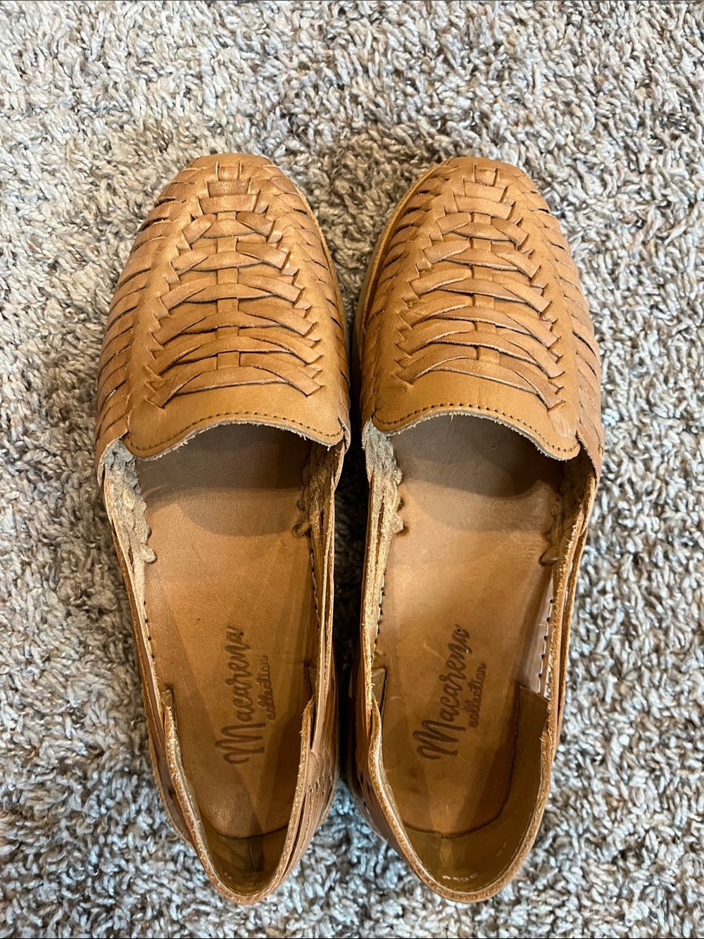 Woven Leather Slip-On Loafers in Tan - Picture 3 of 4
